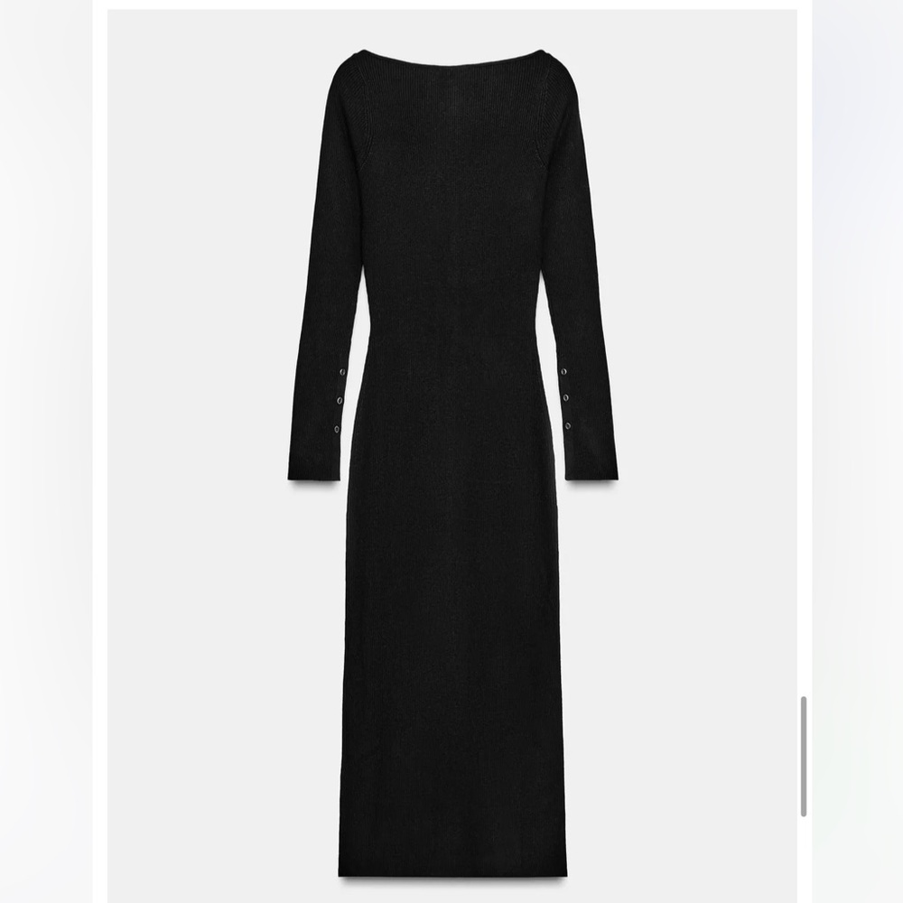 Zara NWT rib knit midi dress black 6216/100 - Picture 4 of 12